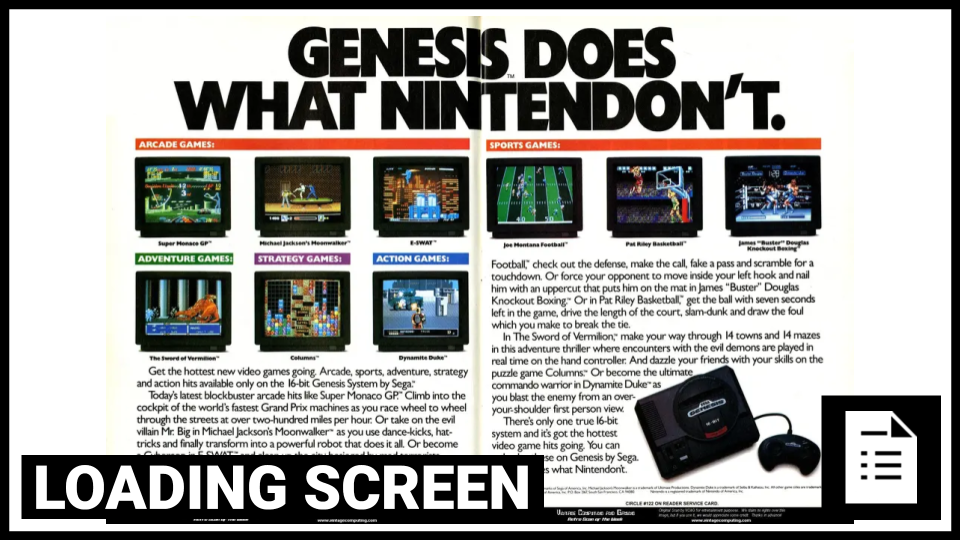 Loading Screen: Sega Does What Ninten-does: Files Patent Lawsuits